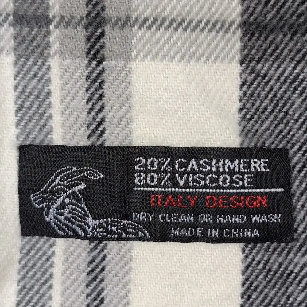 Italy Design Cashmere Blend Scarf Unisex Multicolor Plaid Fringe Soft Wrap Shawl